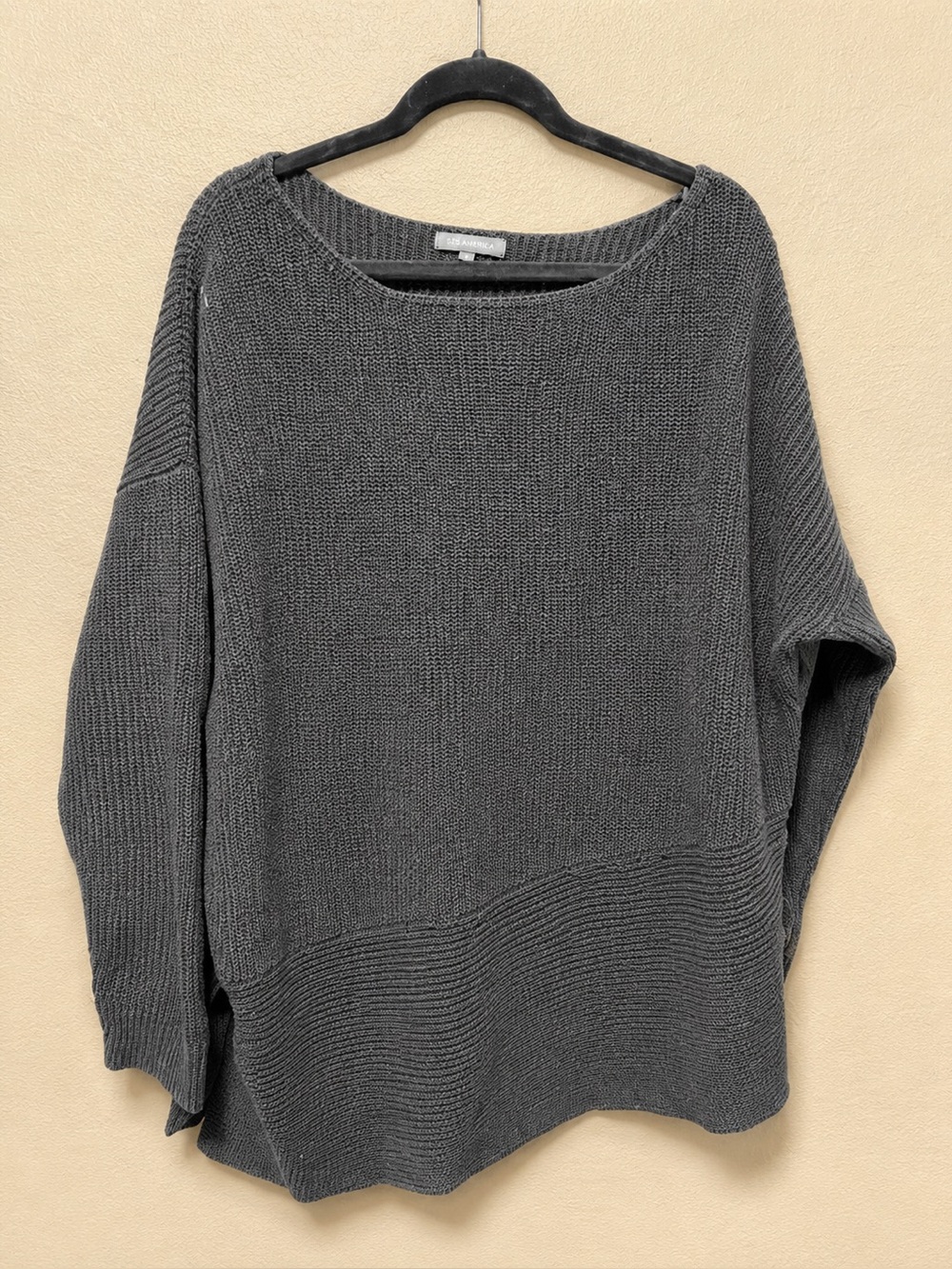 525 America Charcoal Scoopneck Textured Knit Sweater